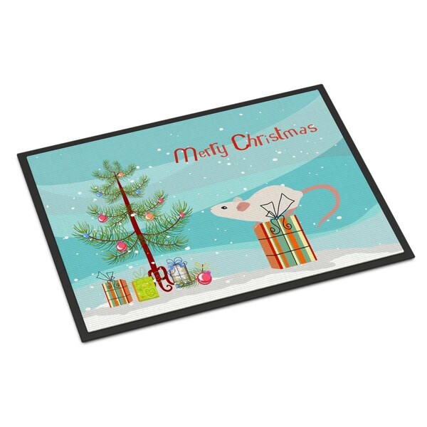 Carolines Treasures 18 x 27 in. White Domestic Mouse Merry Christmas Indoor or Outdoor Mat CK4466MAT - main